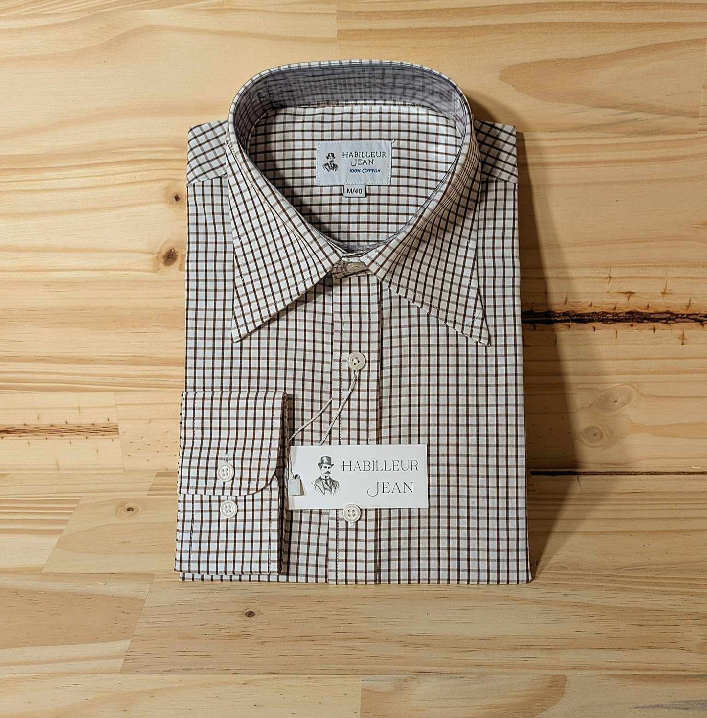 Chemise à carreaux marron