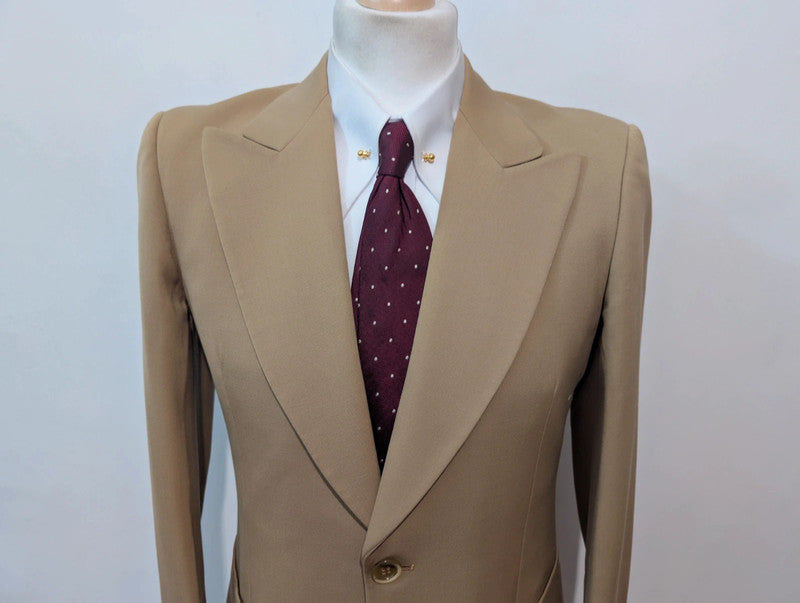 Bright mustard beige wool suit