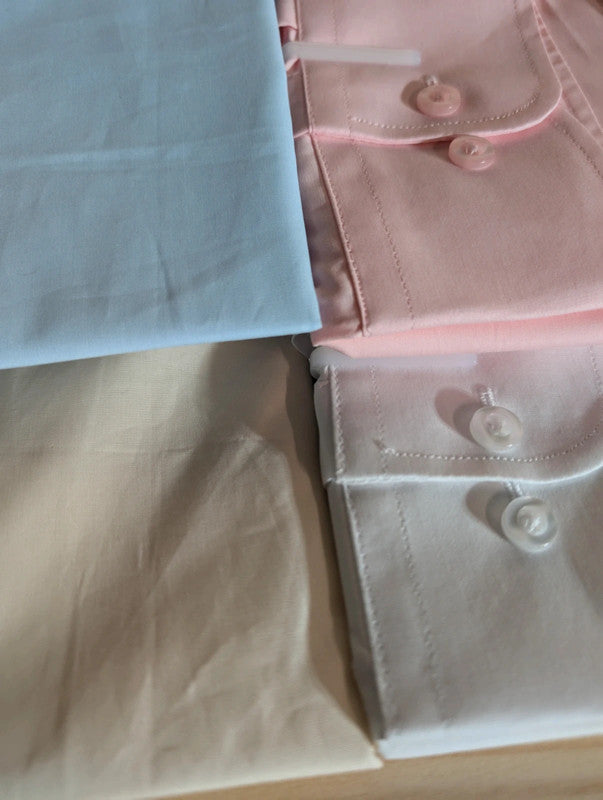 Cotton shirt with point collar with hidden buttons 10cm