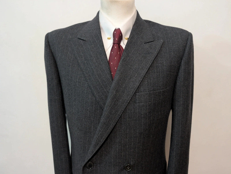 Magnifique costume croisé pinstripe en flanelle