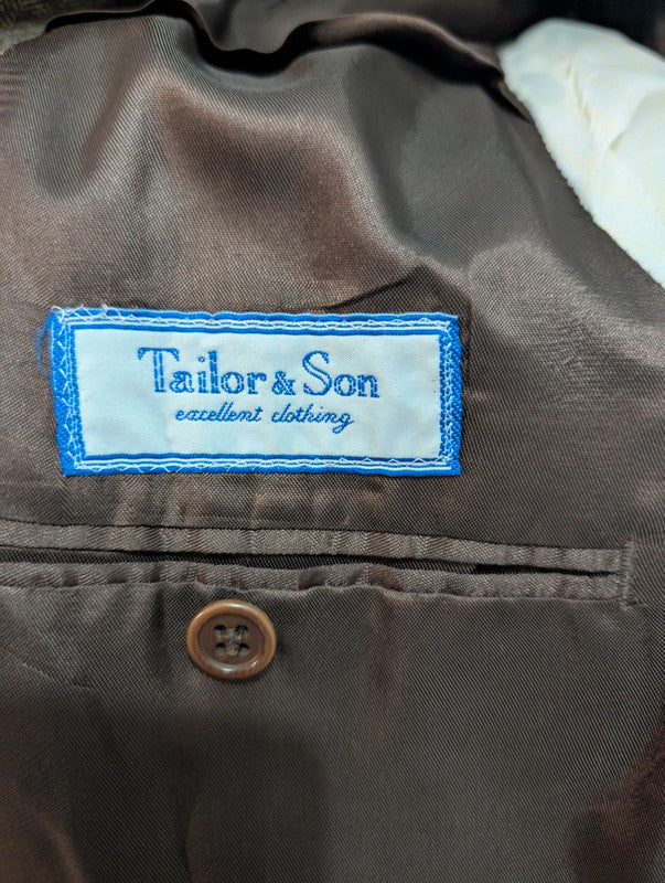 Formidable veste marron à chevron en tweed