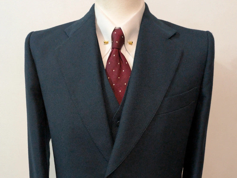 Classique costume 3 piece bleu marine en laine