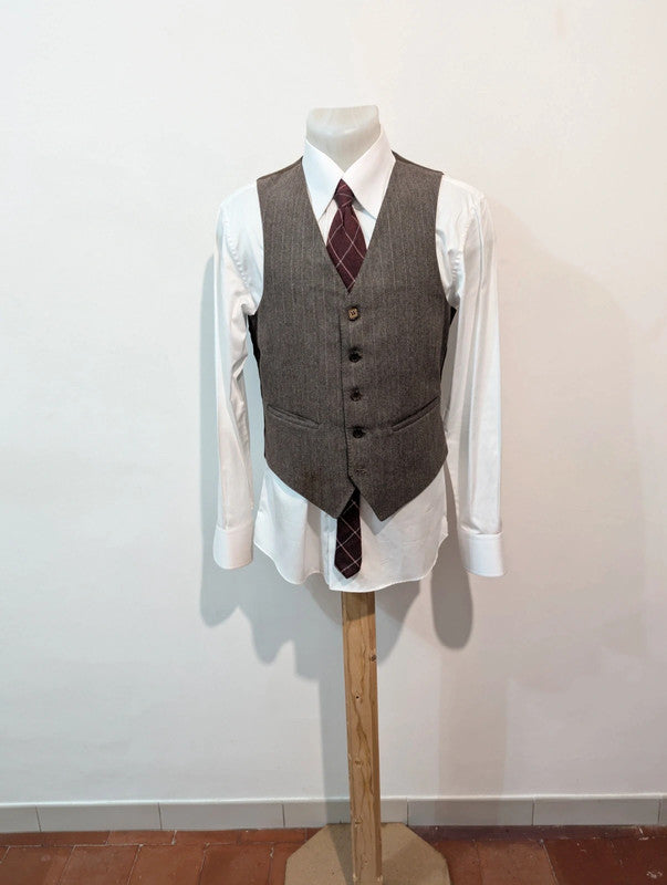 Gentil costume 3 pièces marron en flanelle