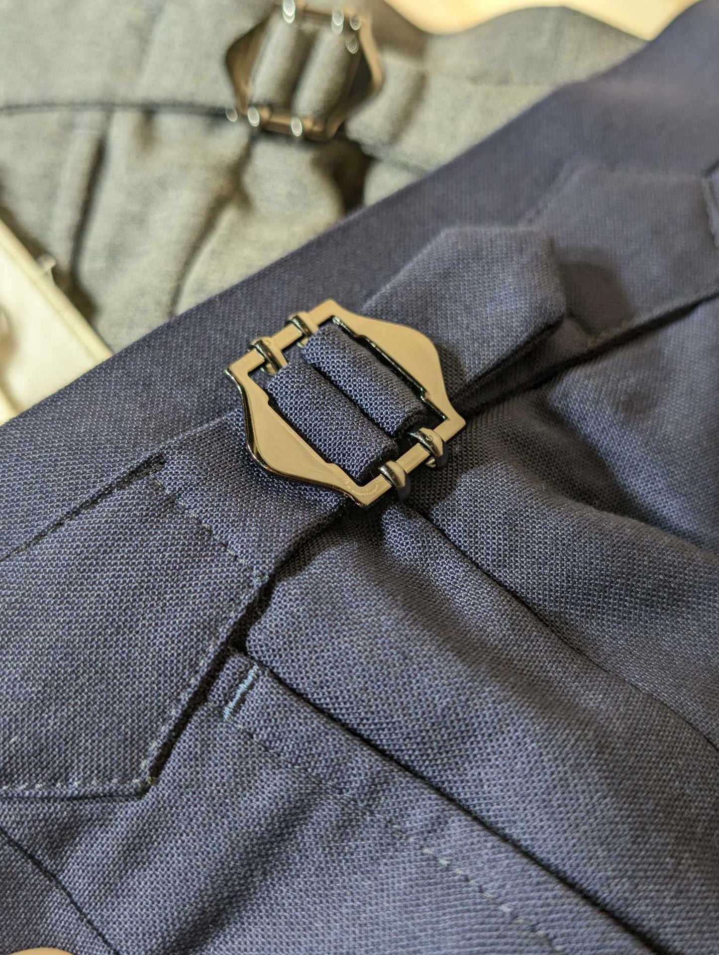 Navy Blue High Waisted Pants in Cold Wool (290gr)