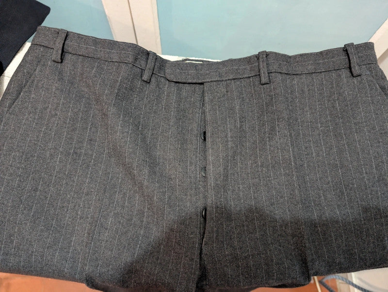 Magnifique costume croisé pinstripe en flanelle