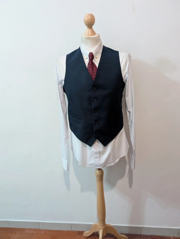 Classique costume 3 piece bleu marine en laine