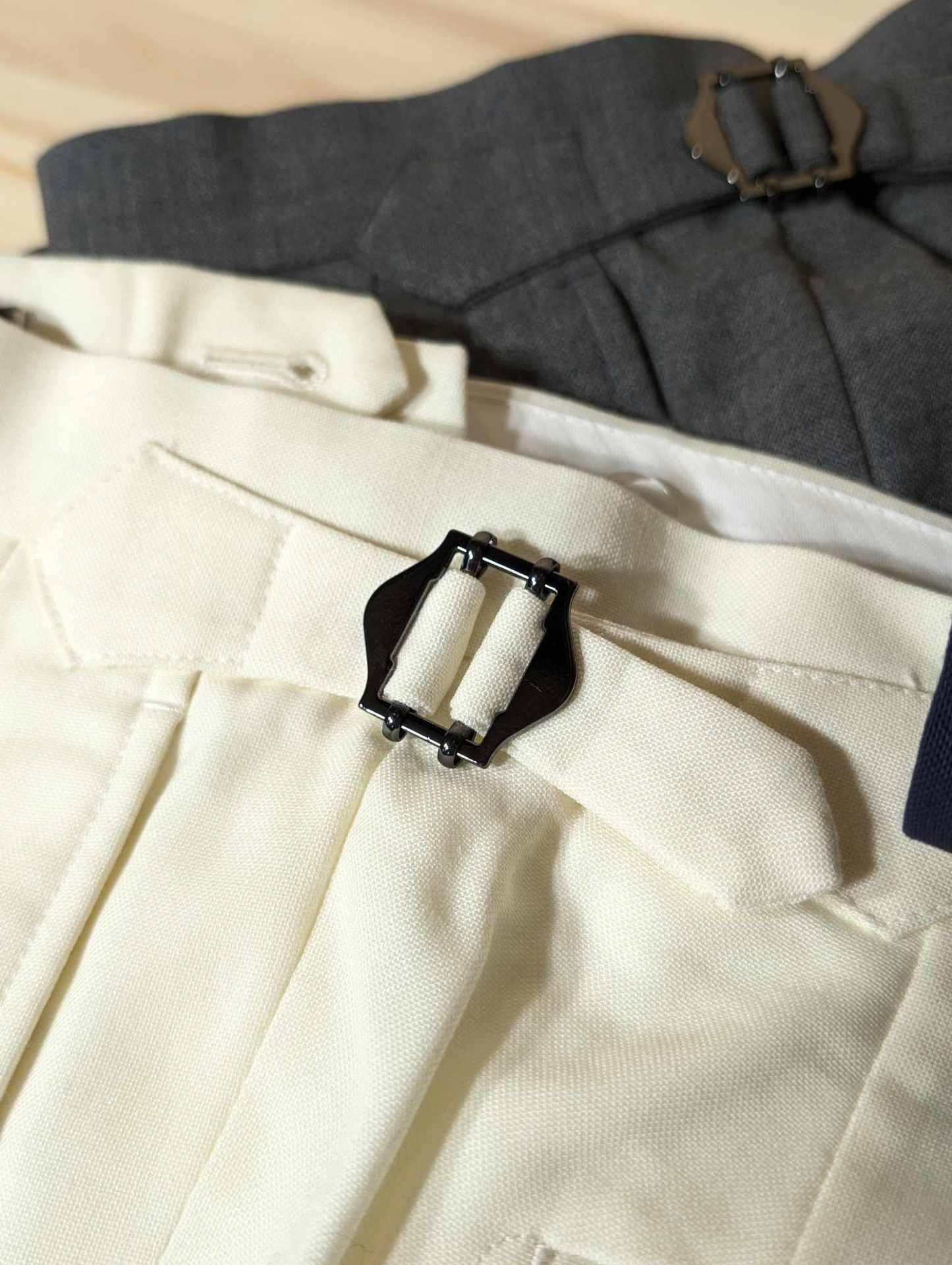 Navy Blue High Waisted Pants in Cold Wool (290gr)