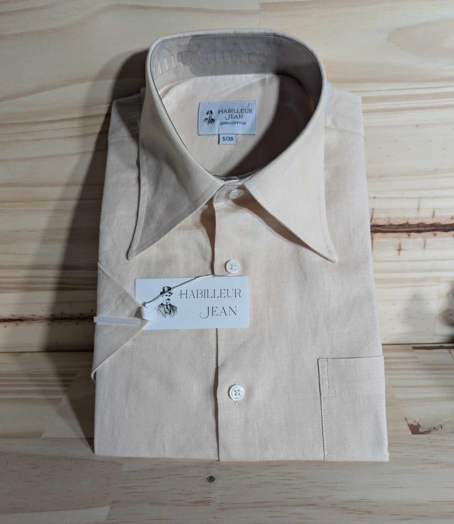 French Collar Shirt in Linen and Cotton