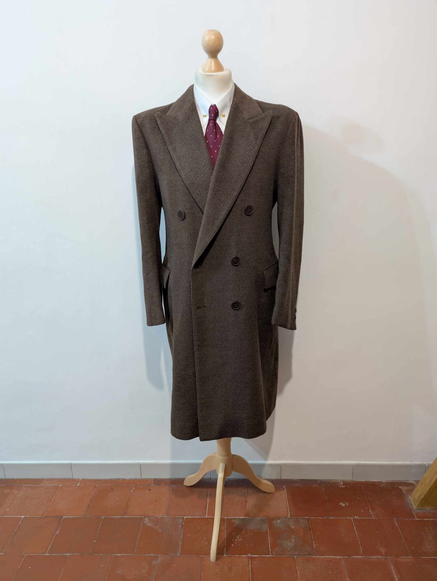 Fabuleux manteau croisé marron a chevron