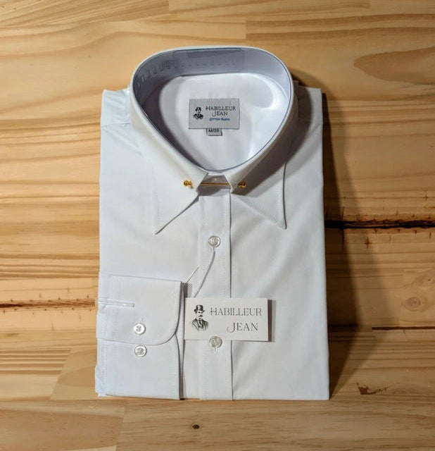 Chemise col à épingle écarté en coton mélangé
