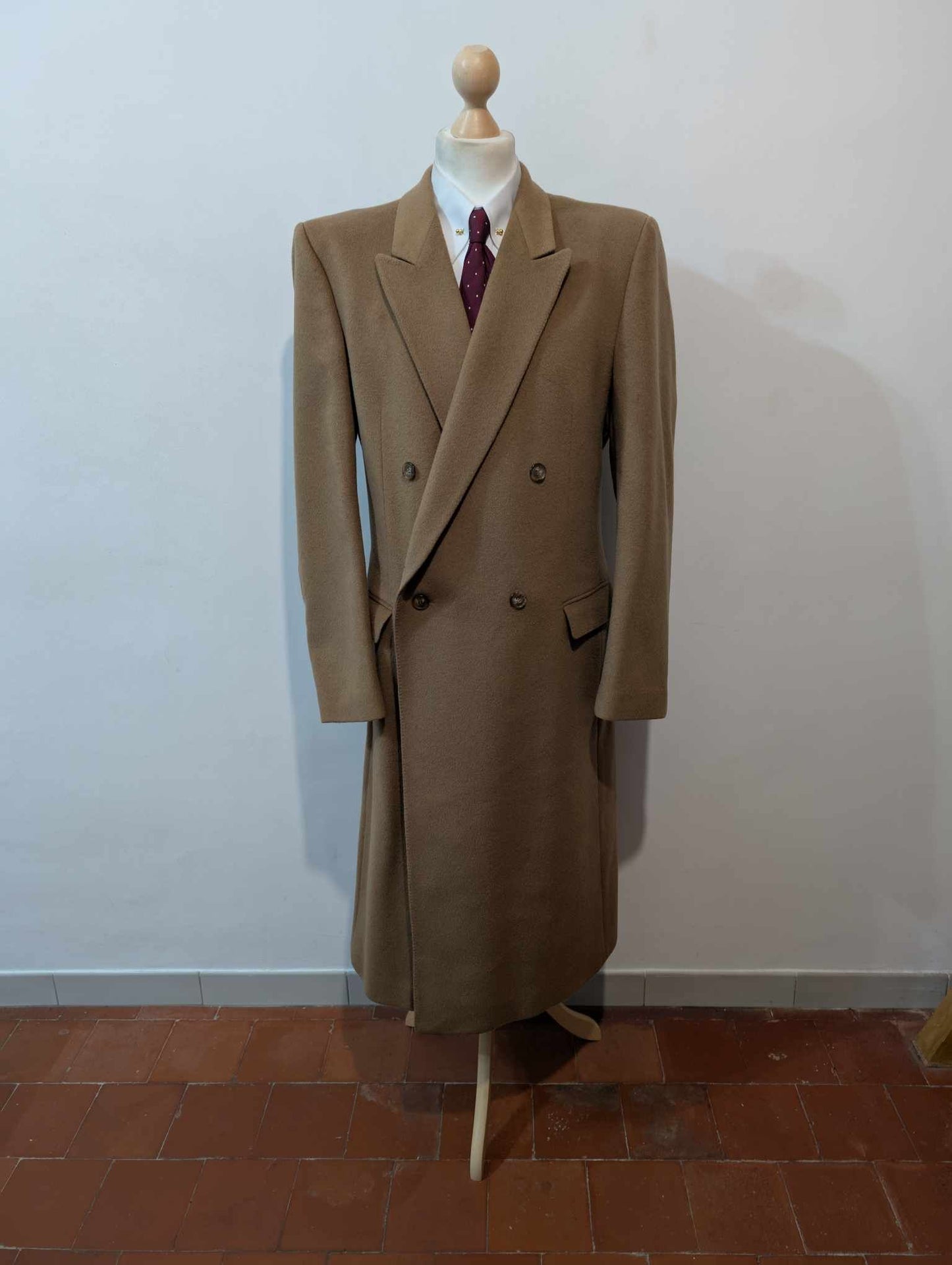 Lumineux manteau croisé camel en laine