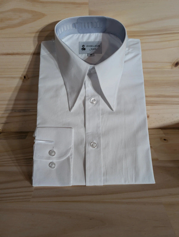 Cotton shirt with point collar with hidden buttons 10cm