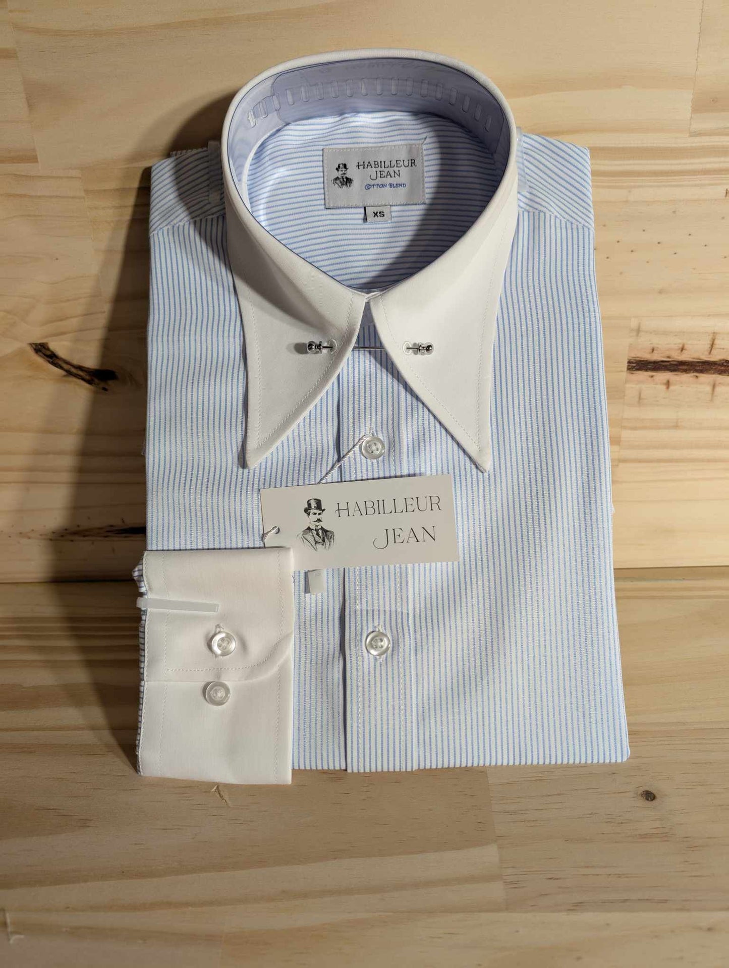 Cotton blend pin-point collar shirt