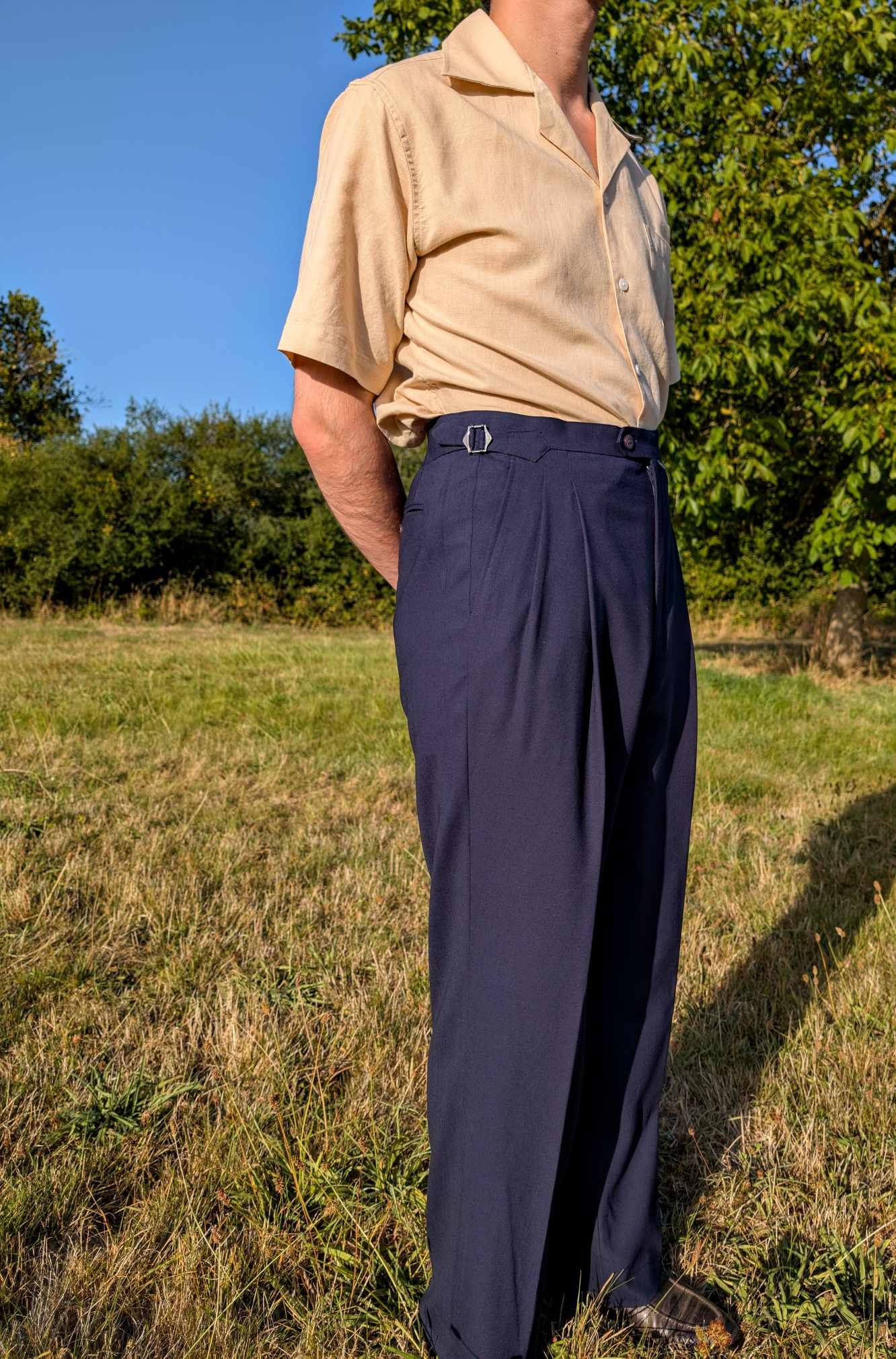 Pantalon Bleu Marine taille haute en Laine froide (290gr)