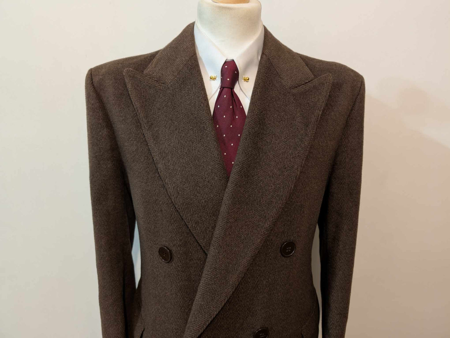 Fabuleux manteau croisé marron a chevron