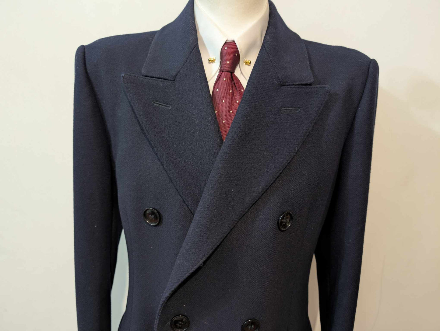 Magnifique manteau croisé bleu marine en laine