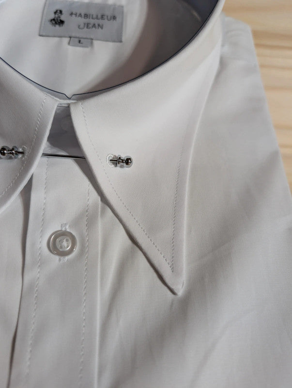 Cotton shirt with 10cm pin-point collar