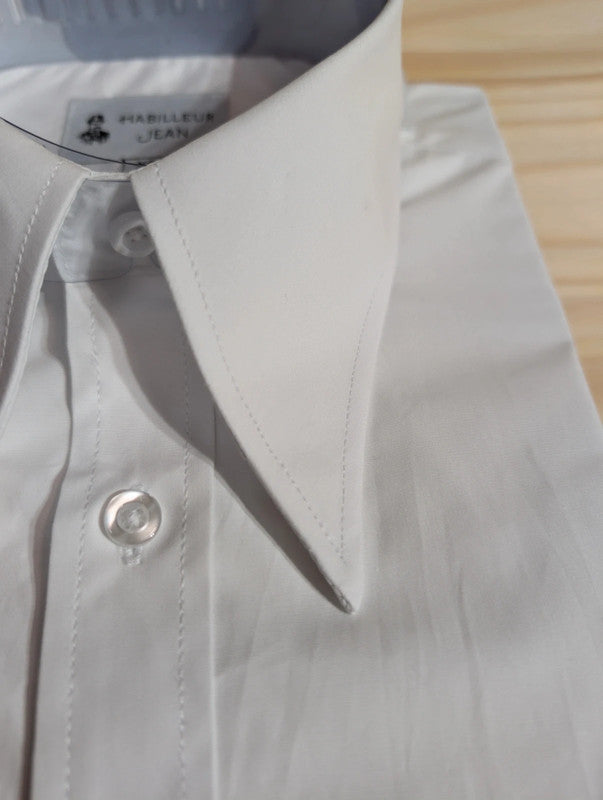 Cotton shirt with point collar with hidden buttons 10cm