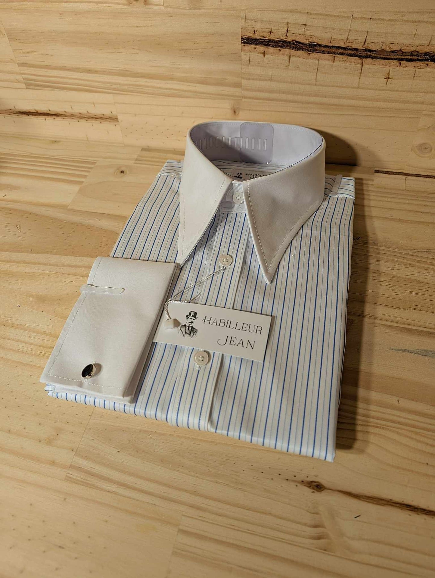 Chemise Winchester à rayures bleues col en pointe
