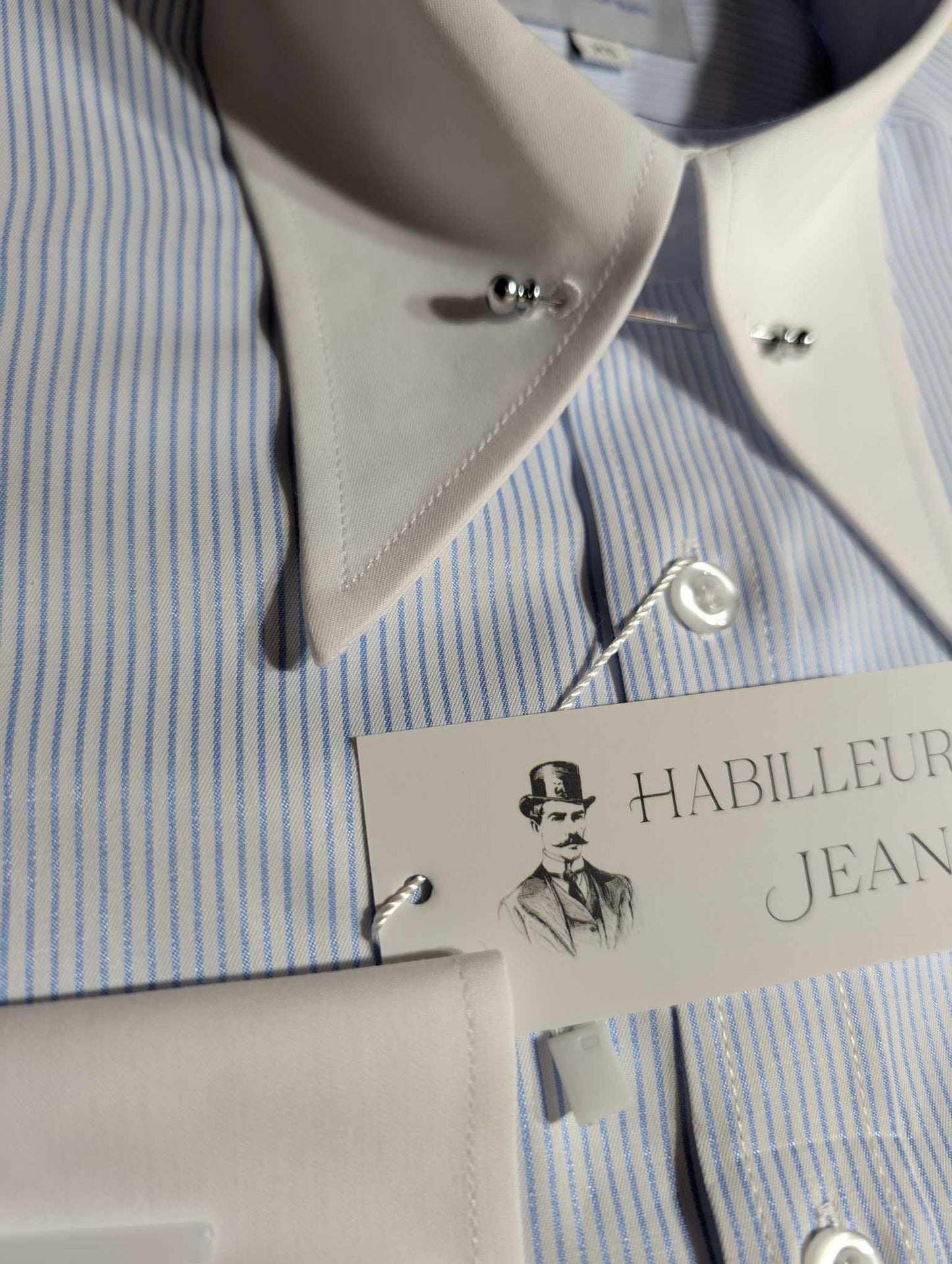 Cotton blend pin-point collar shirt