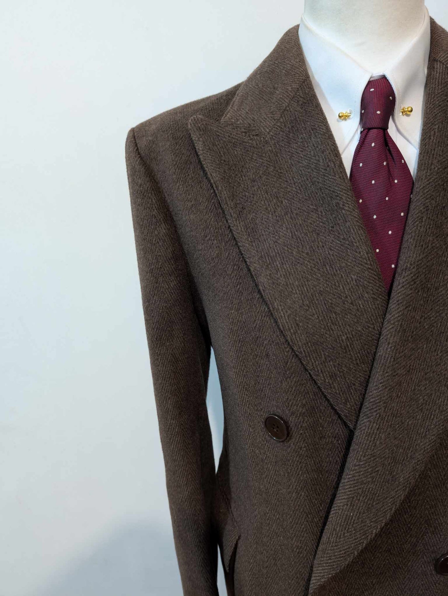 Fabuleux manteau croisé marron a chevron