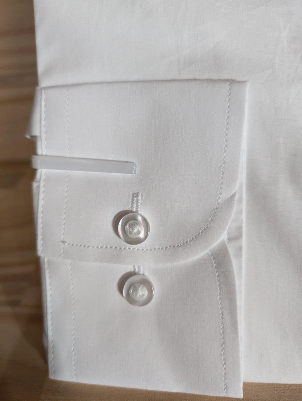 Cotton shirt with point collar with hidden buttons 10cm