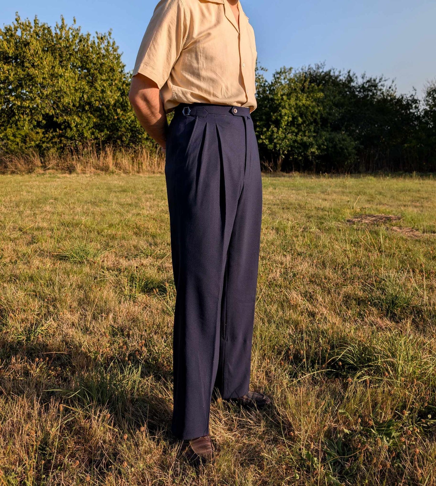 Pantalon Bleu Marine taille haute en Laine froide (290gr)