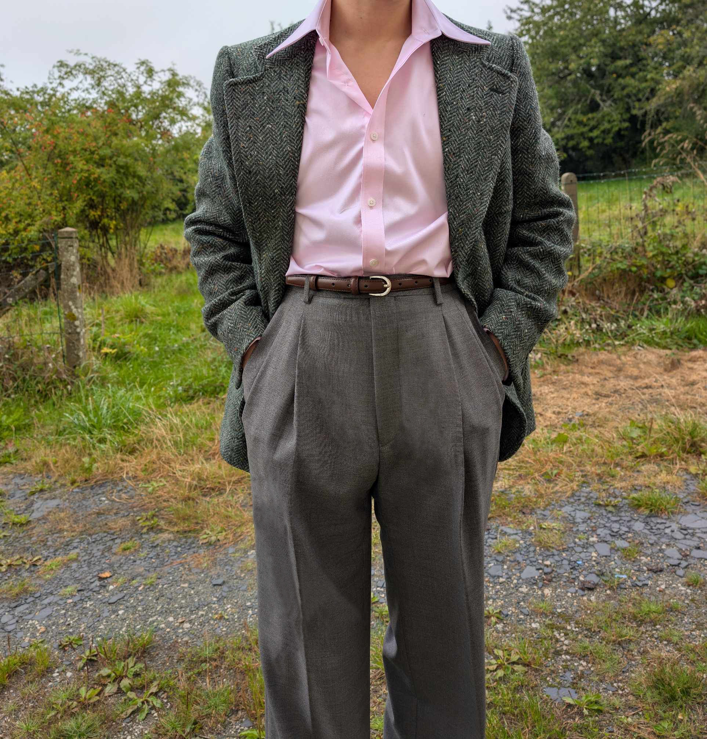 High-waisted gray pants in cold wool (290gr)
