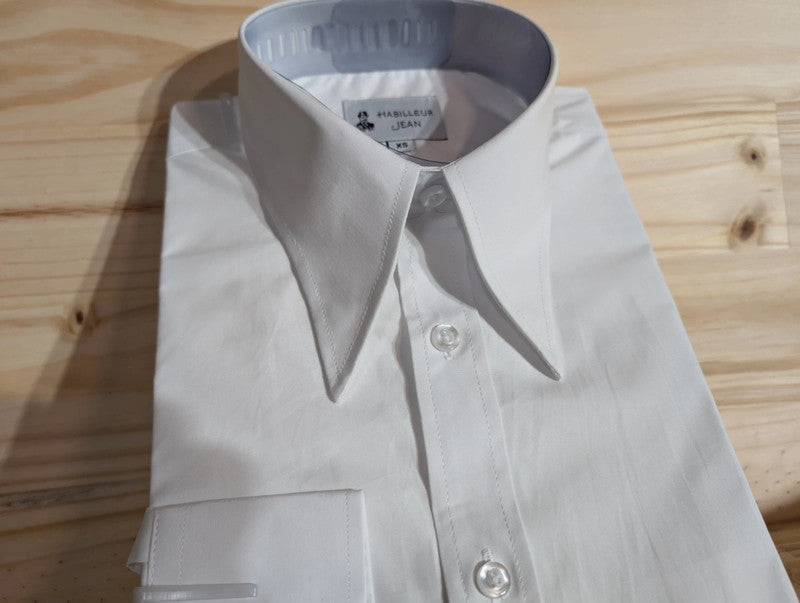 Cotton shirt with point collar with hidden buttons 10cm