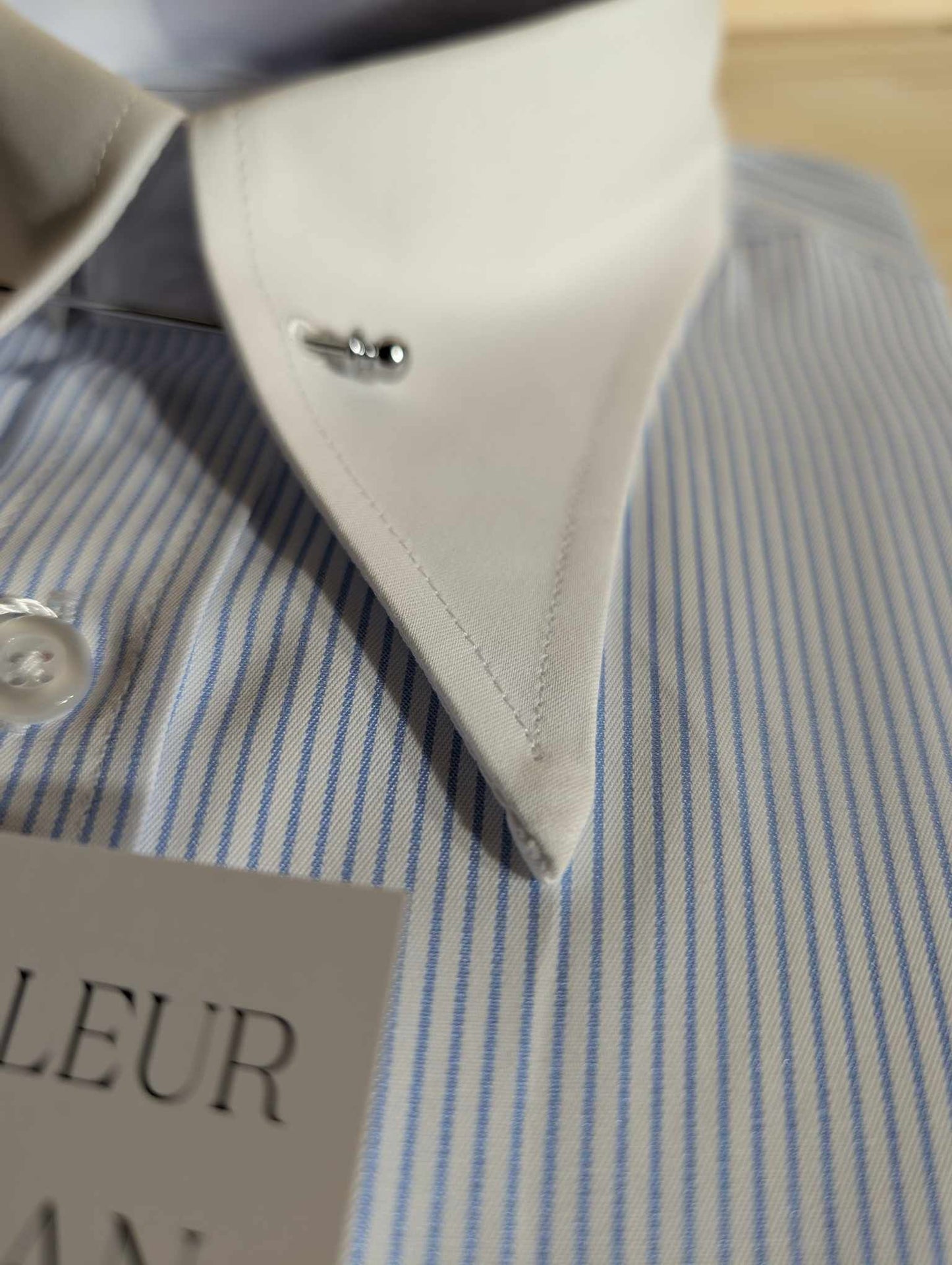 Cotton blend pin-point collar shirt