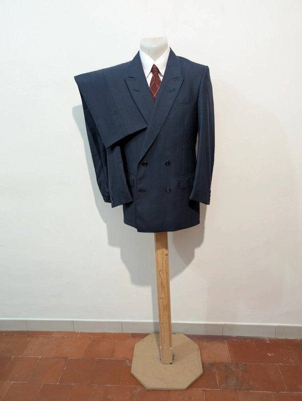 Petit costume croisé bleu marine en laine légère