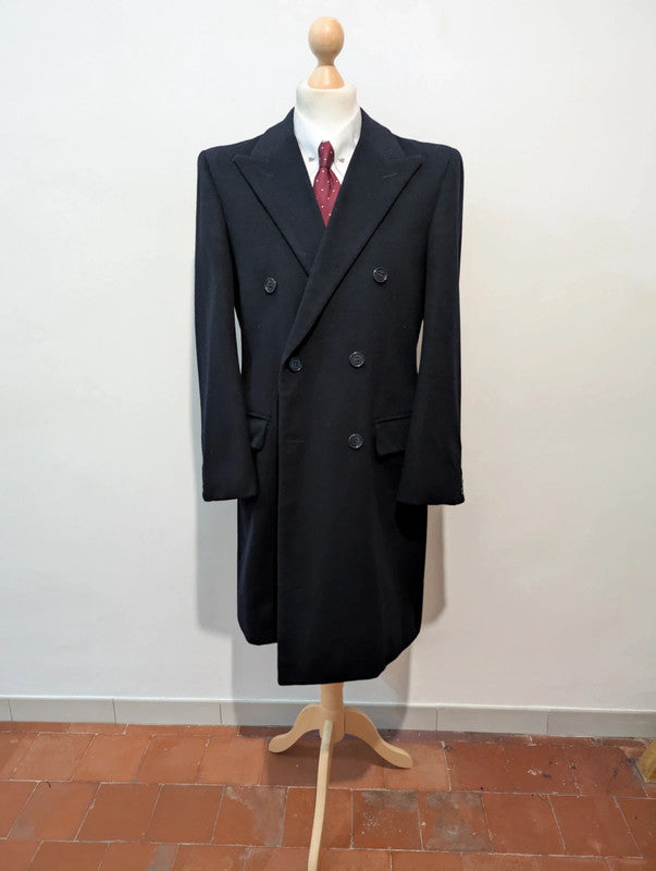Sublime manteau croisé bleu marine en laine