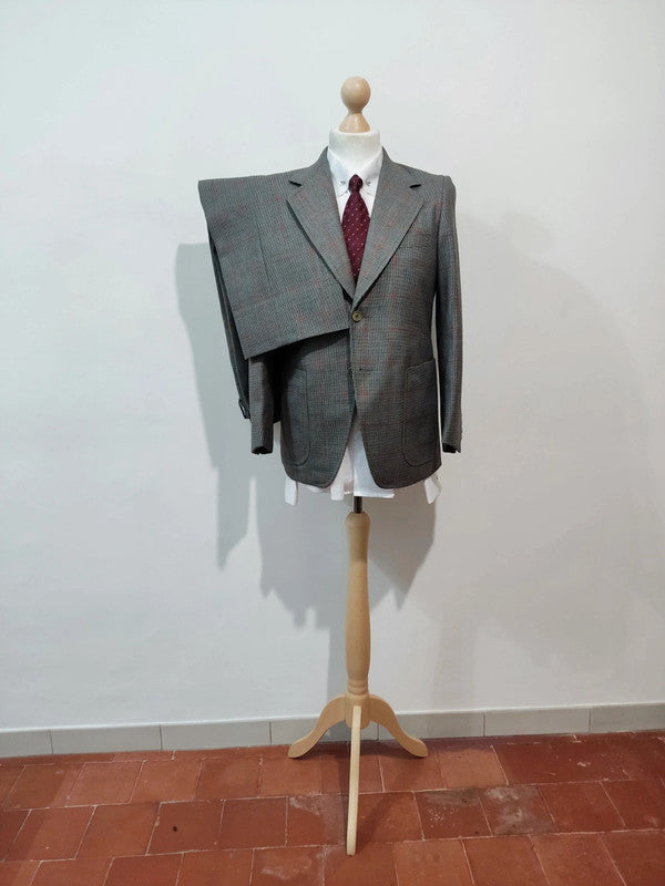 Petit costume gris a carreaux en laine