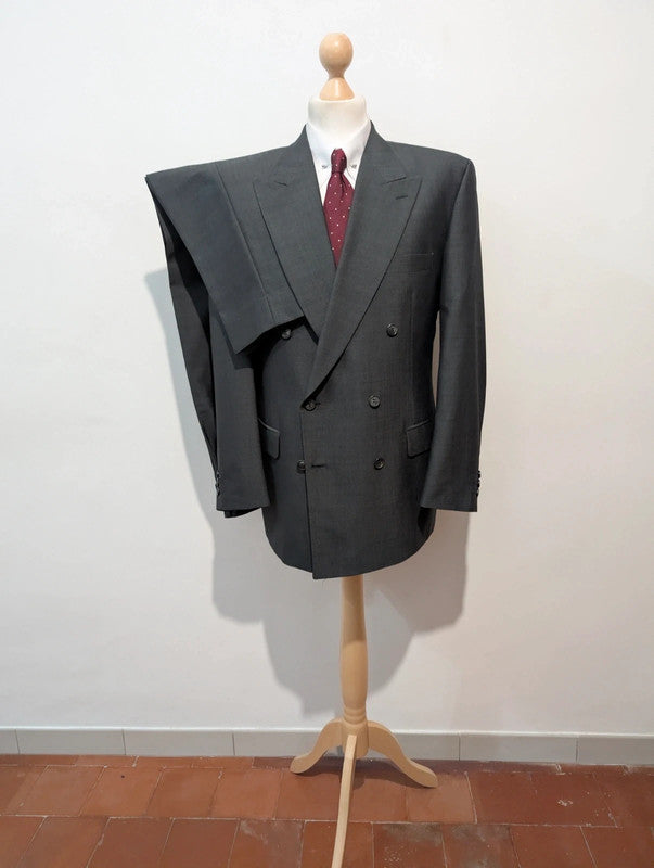 Sublime costume croisé gris en laine