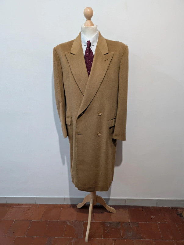 Rarissime manteau croisé Camel en vigogne