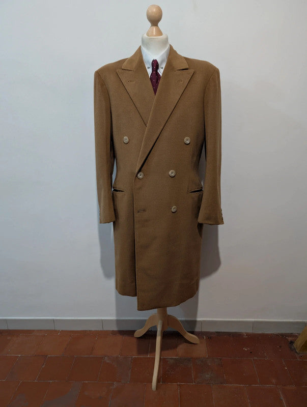 Lumineux manteau croisé camel en laine