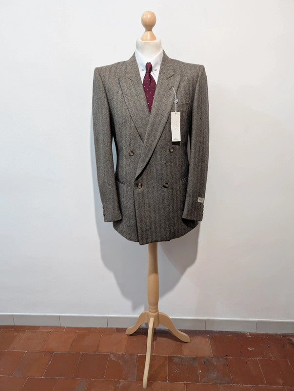 Exceptionnel costume croisé marron en donegale tweed