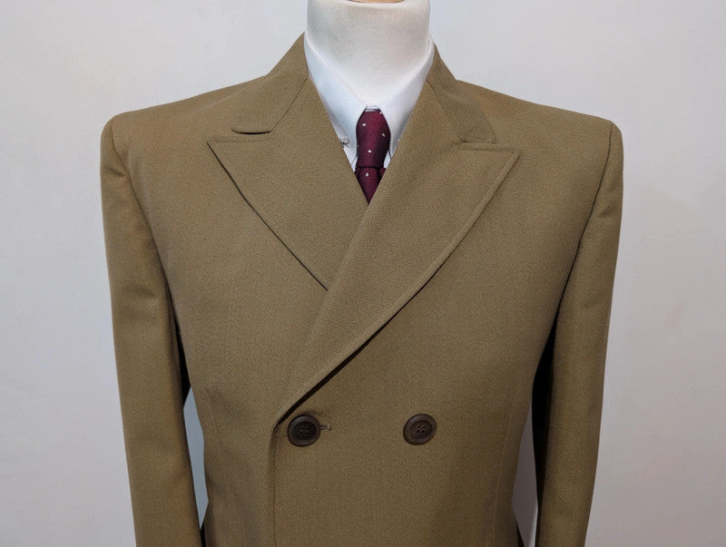 Magnifique manteau croisé marron kaki en laine