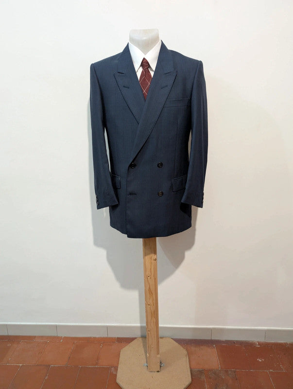 Petit costume croisé bleu marine en laine légère