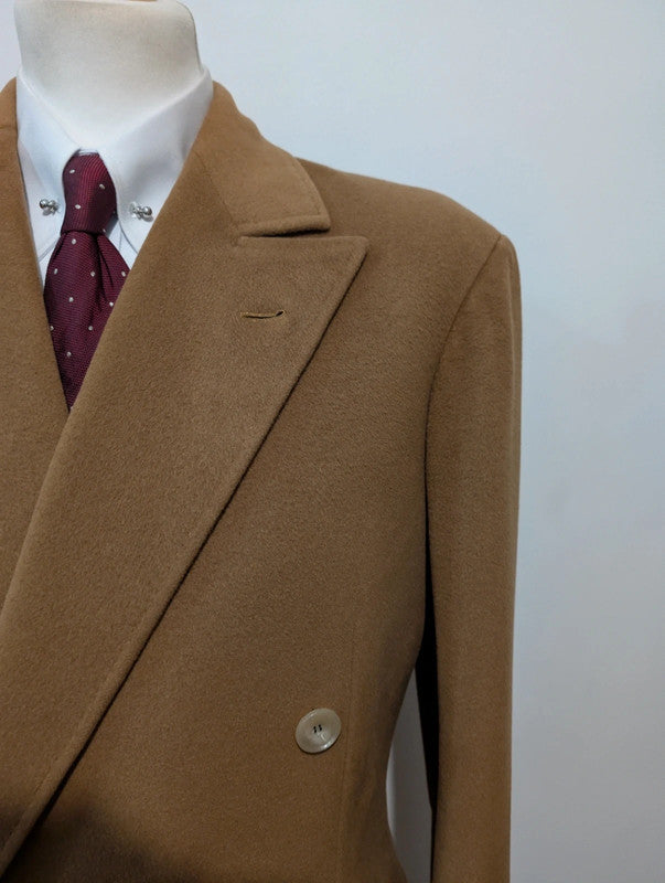 Lumineux manteau croisé camel en laine