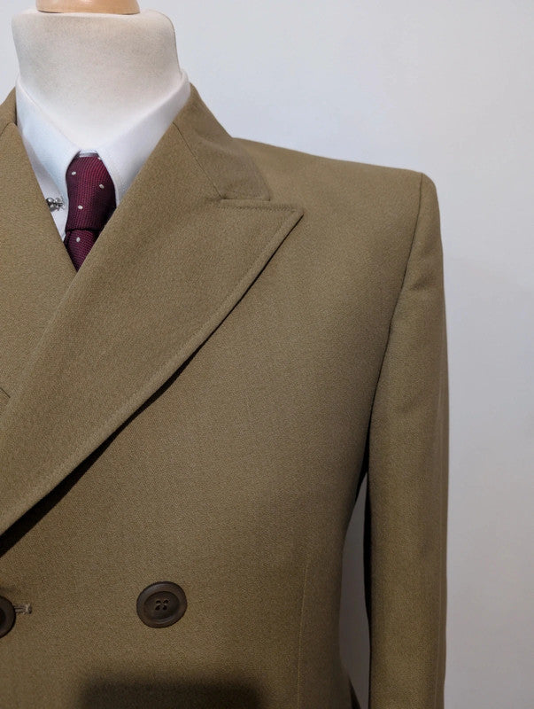 Magnifique manteau croisé marron kaki en laine