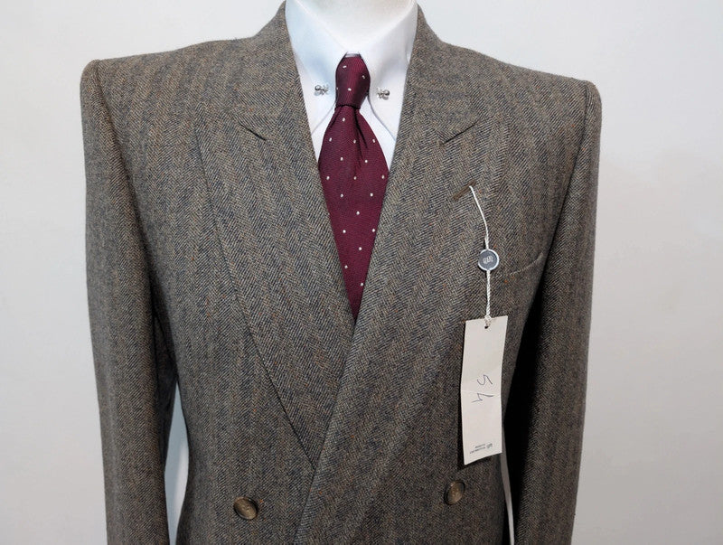 Exceptionnel costume croisé marron en donegale tweed