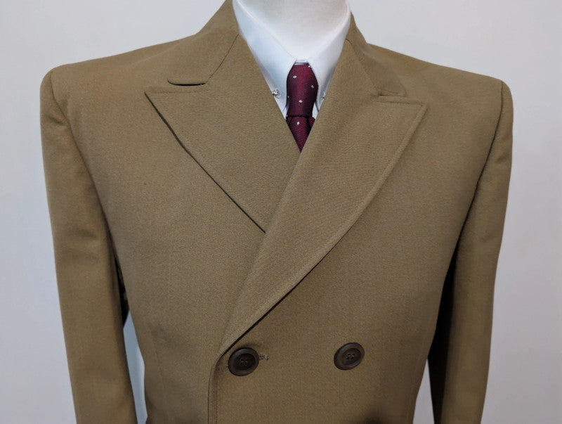 Magnifique manteau croisé marron kaki en laine