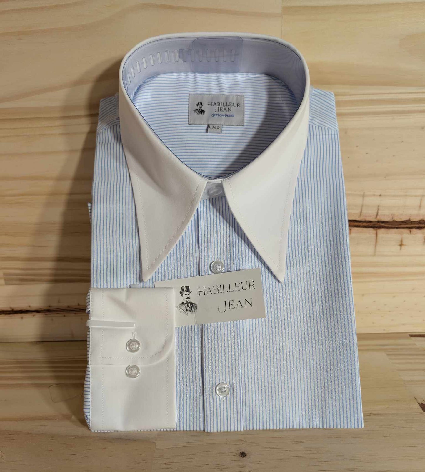Cotton blend point collar shirt