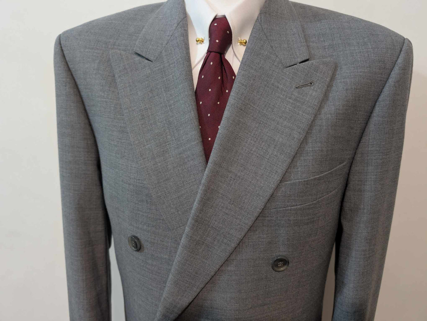 Fabuleux costume croisé gris en laine froide