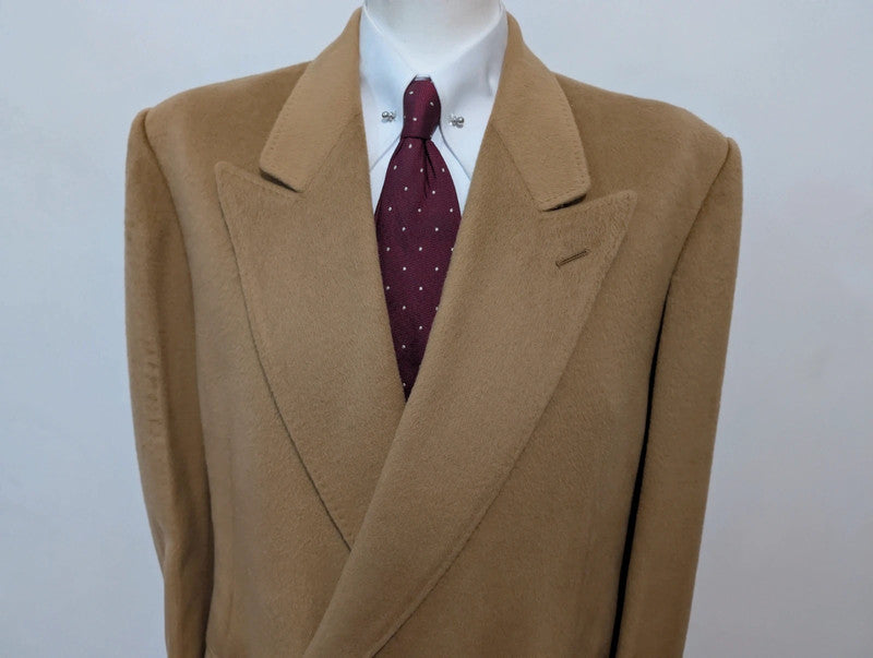 Rarissime manteau croisé Camel en vigogne