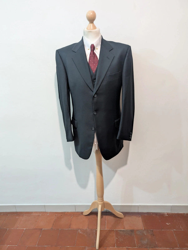 Classique costume 3 pièces bleu marine en laine