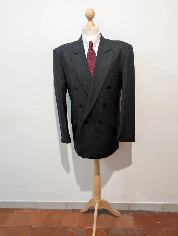 Classique costume croisé gris en laine froide