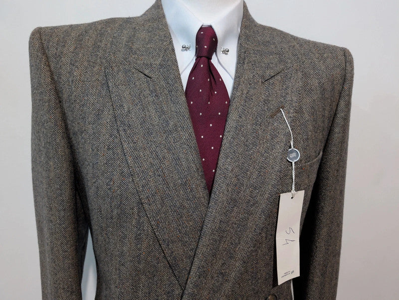 Exceptionnel costume croisé marron en donegale tweed