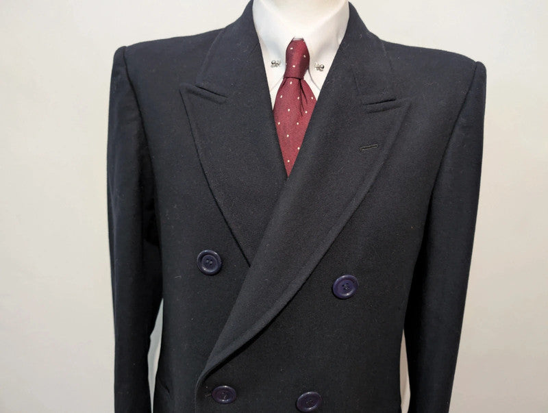 Fabuleux manteau croisé bleu marine en laine